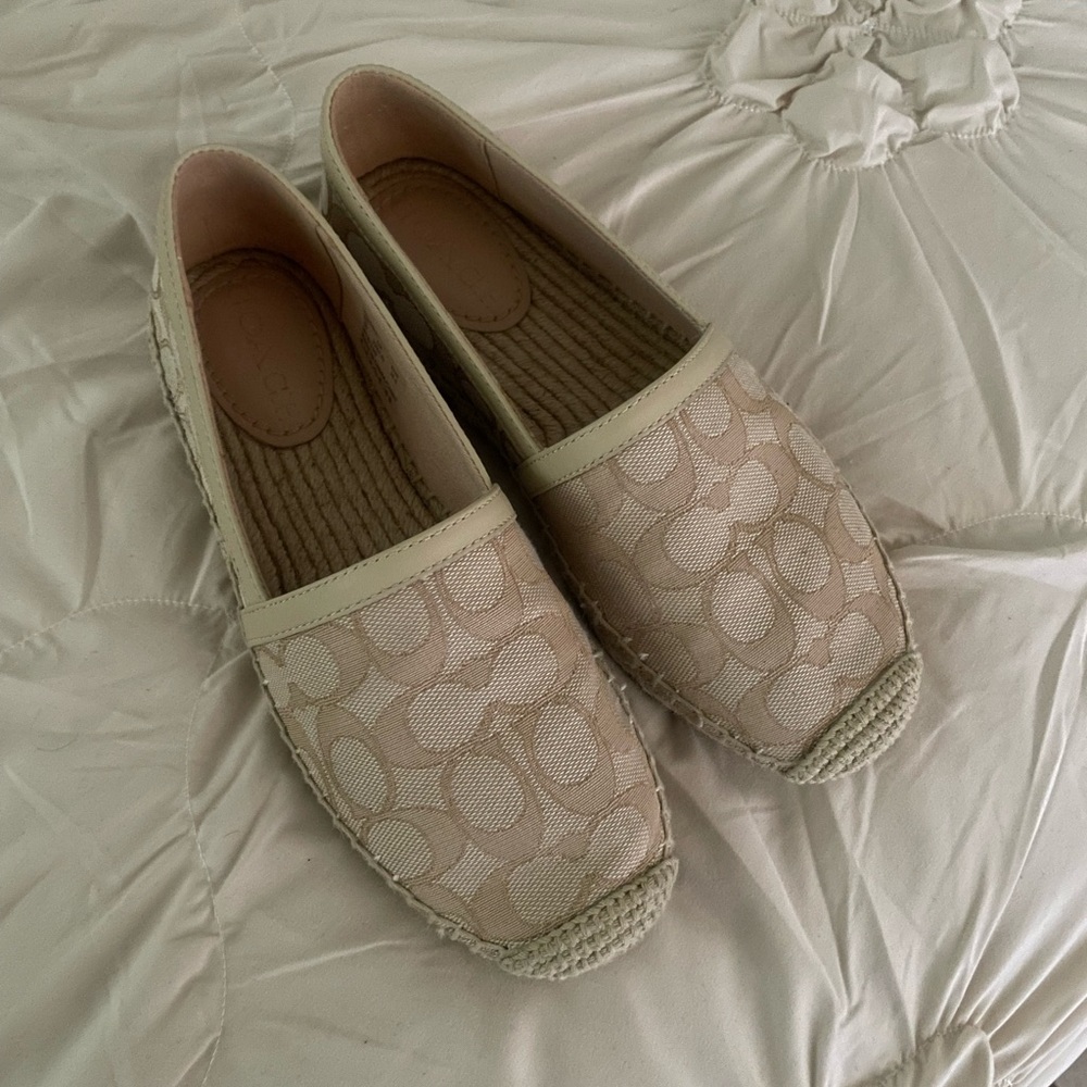 Beige Canvas Espadrille Flats